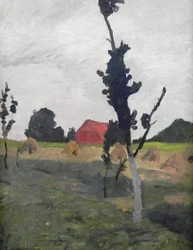 Paisaje de Worpswede con casa roja